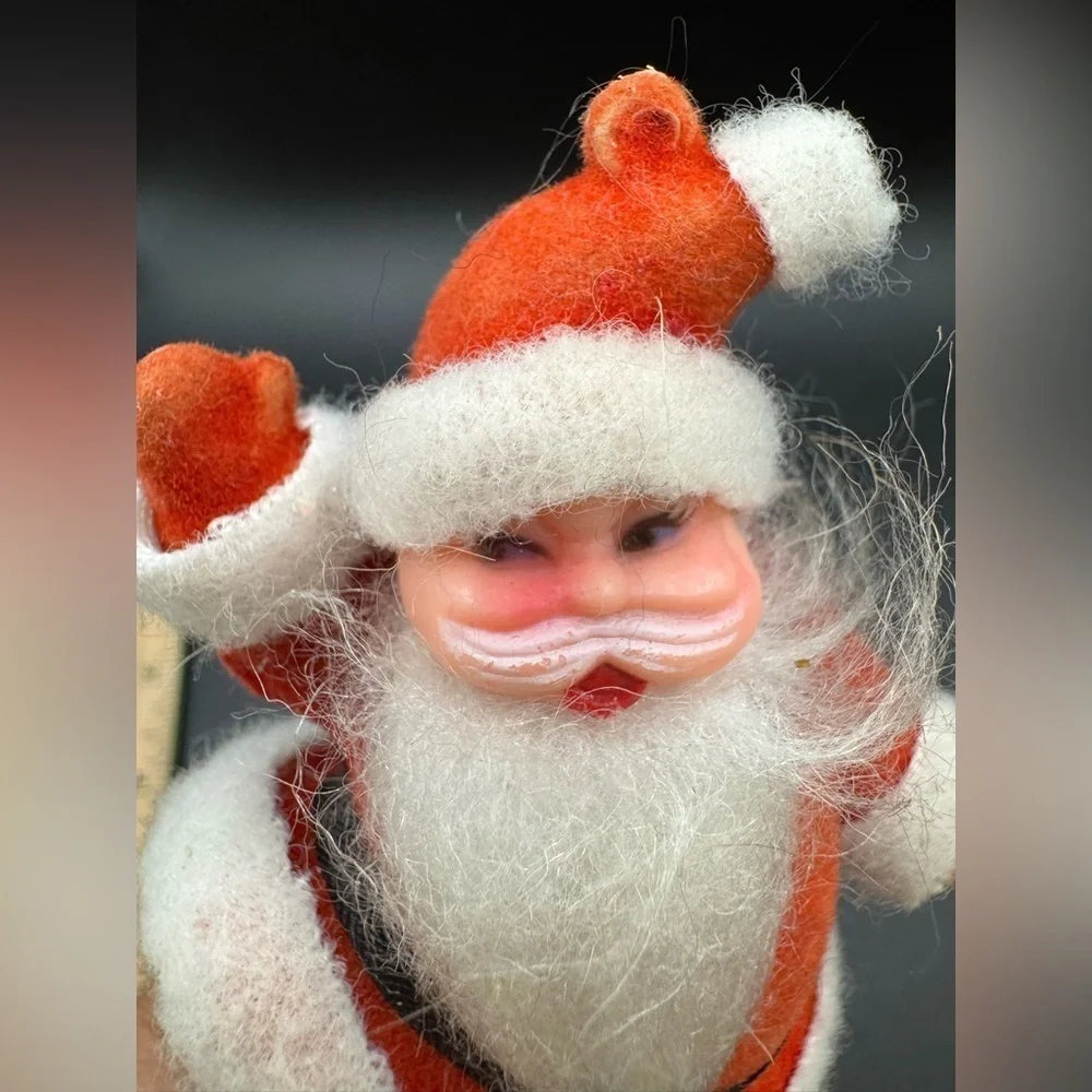 Vintage Christmas Flocked Santa Claus Pick or Ornament API Thailand